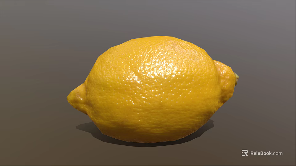 Fresh Ripe Yellow Lemon with Shiny Skin Close Up View on Gray Background 3d model 