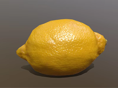 Fresh Ripe Yellow Lemon with Shiny Skin Close Up View on Gray Background 3d model