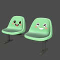 Two Green Leisure Chairs With Adorable Smiley Faces And Black Frames