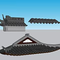 Traditional Chinese Architectural Roof Components With Tile Eaves And Structural Design 3d model