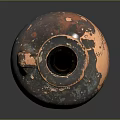 Ancient Ceramic Jar With Narrow Neck Handle And Textured Brown Black Surface 3d model