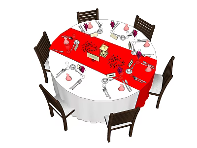 Modern Dining Table and Chair Combination Wedding Furniture Table and Chair Layout 3d model