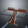 Modern Staircase With Wooden Steps And Black Railings On Elevated Platform Design