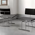 Black Leather Leisure Chairs With Modern Metal Frame For Stylish Living Room Interior