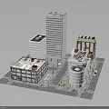 Architectural Model Featuring Modern And Low Rise Buildings With Varied Roof Designs And Street Layout