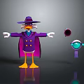 Purple Duck Stuffed Toy With Cloak Hat And Small Accessory Device