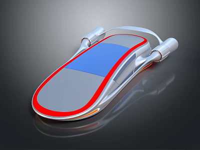 Futuristic Concept Car With Silver Body Blue Panel And Red Accents 3d model