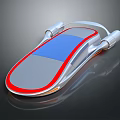 Futuristic Concept Car With Silver Body Blue Panel And Red Accents