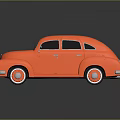 Vintage Red Classic Car With Shiny Body And White Wheels On Black Background