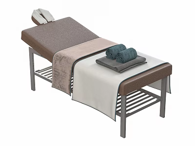Professional Massage Table With Folded Towels And Soft Comfortable Surface 3d model