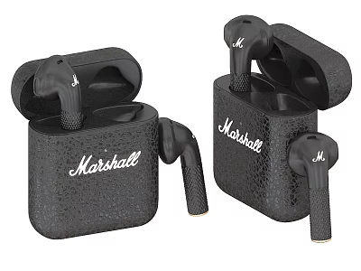 Marshall Bluetooth Wireless Earbuds with Charging Case and In Ear Design 3d model
