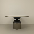 Modern Minimalist Dining Table With Round Tabletop And Black Gold Pedestal Base 3d model