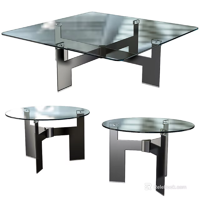 Modern Sofa And Coffee Table Set With Glass Top And Metal Frame Design 3d model 