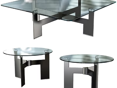 Modern Sofa And Coffee Table Set With Glass Top And Metal Frame Design 3d model