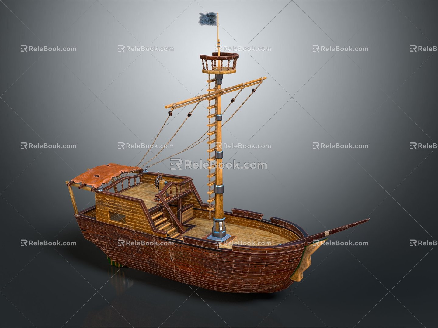 Modern boat small fishing boat cartoon fishing boat 3d model