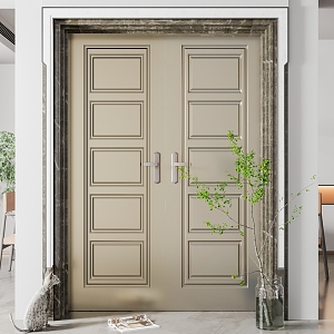 New Chinese style double door double door 3d model