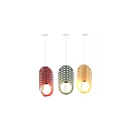 Modern Colorful Pendant Lights With Hollow Cross Patterns Oval Red Green Gold And White Bulbs