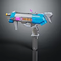 Futuristic Toy Gun With Blue Pink Silver Sleek Design Barrel Grip And Vibrant Colors