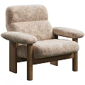 Cozy Beige Plush Accent Chair with Wooden Frame and Soft Upholstery