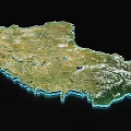 Satellite View Of Geographical Region With Mountains Water Bodies And Green Plains