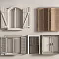 Different Styles of Casement Windows with White and Wooden Shutters for Interior Design