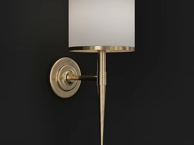 Elegant Modern Wall Sconce With Golden Metal Frame And White Lampshade 3d model