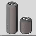 Modern Gray Bluetooth Speakers With Different Sizes Fabric Material And Button Controls Design