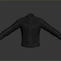 Stylish Black Leather Jacket With Zipper Closure Stitched Details And Stand Collar