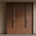 Luxury Walnut Wood Wardrobe With Sleek Long Metal Handles For Modern Bedroom Home Interior