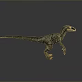Realistic Velociraptor Dinosaur 3D Model Standing With Gray Skin Red Eyes