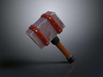 Hammer With Wooden Handle And Leather Straps For Construction Or DIY Use 3d model