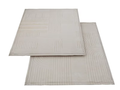 Soft Light Beige Square Rugs With Textured Patterns And Minimalist Design 3d model