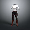 White Shirt With Suspenders And Black Pants Paired With Brown Boots Outfit