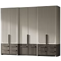 Modern Luxury Fluted Panel Wardrobe With Wood Grain Drawers For Spacious Bedroom Home Storage
