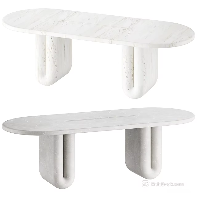 White Modern Dining Table With Unique Curved Legs And Sleek Surface 3d model 