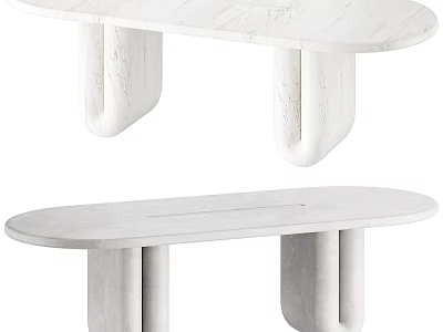 White Modern Dining Table With Unique Curved Legs And Sleek Surface 3d model