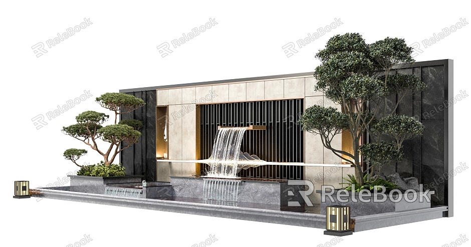 stacked water view wall entrance view wall courtyard view wall model