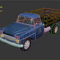 Vintage Blue Truck With Wooden Bed Classic Design Front Grille And Retro Style
