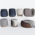 Stylish Modern Sofa Stools with Various Colors and Fabric Materials 3d model