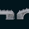Ancient Stone Bridges With Detailed Balustrade Flat And Arch Architectural Design
