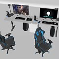 Gaming computer e-sports computer e-sports chair computer monitor 3d model