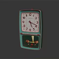 Teal Square Clock With White Dial Black Numbers And Visible Mechanical Pendulum 3d model