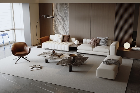 Italian sofa and coffee table combination 3d model