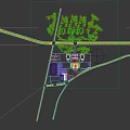 Modern Multistory School Building Design With Red Flag Front Fountains Green Trees And People Walking