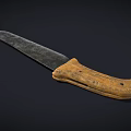 Vintage Kitchen Knife With Wooden Handle And Sharp Metal Blade On Dark Background