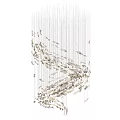 Modern Silver Feather like Chandelier with Flowing Hanging Elements for Elegant Interior Decor 3d model