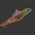 Red Aircraft Carrier Model With Green Deck White Superstructure And Equipment