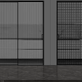 Modern Interior Sliding Doors With Vertical And Grid Grille Pattern Designs 3d model