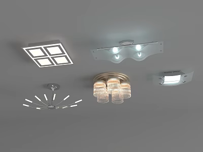 Various Modern Ceiling Lights With Crystal Decor And Square Wave Designs For Home Interiors 3d model