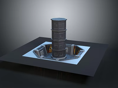 3D Model of Tower Like Structure With Square Platform Base And Multi Layered Design 3d model